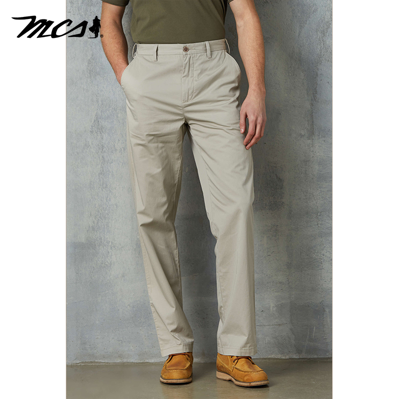 MCS合身版纯棉基础款休闲长裤男