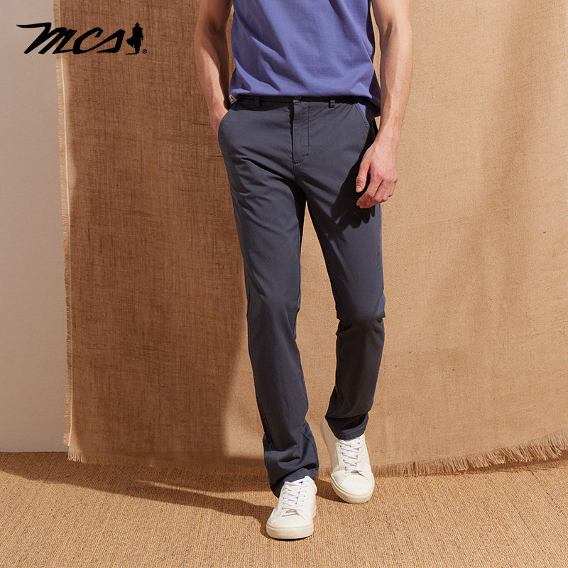 MCS斜插袋直筒商务微弹休闲裤男