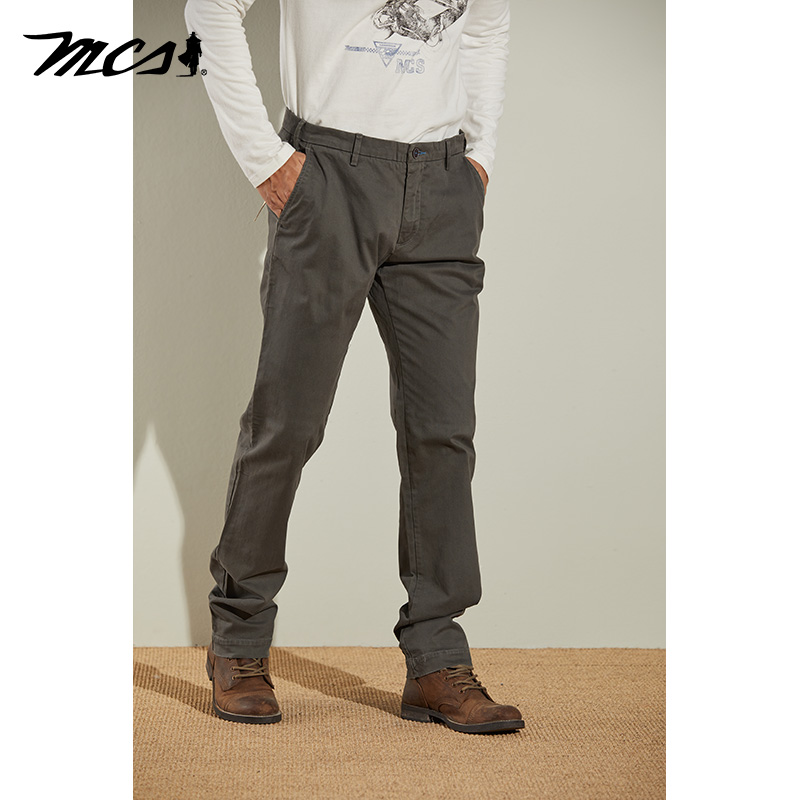 mcs秋冬斜插袋款直筒休闲裤男士