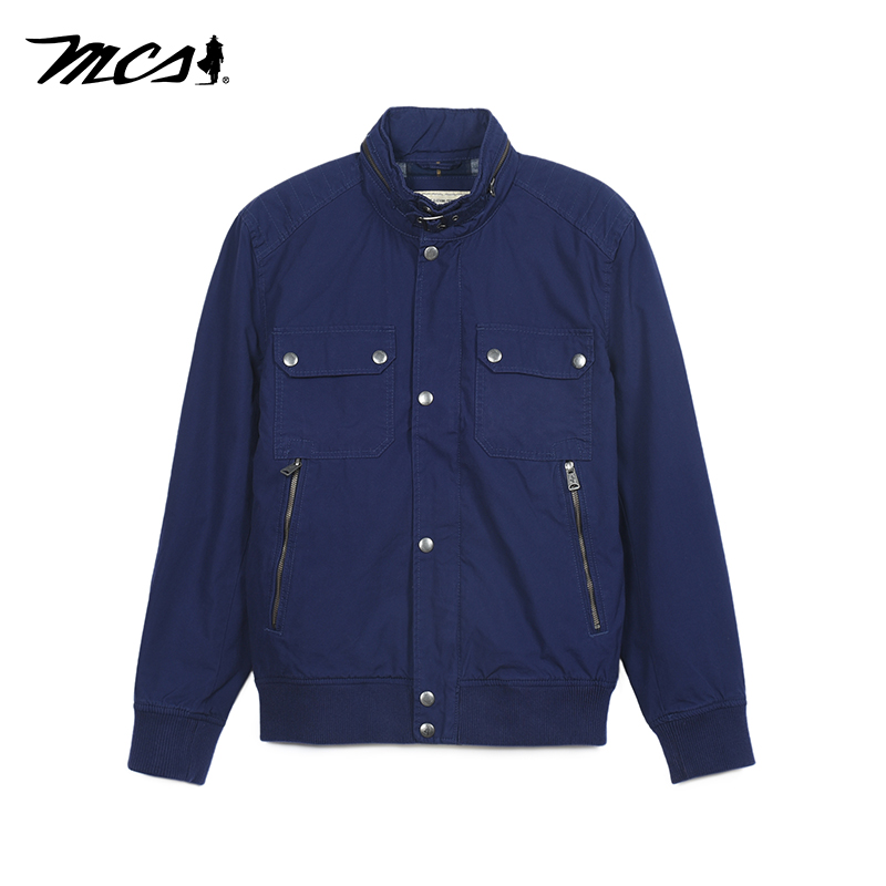 MCS立领搭袢四袋纯棉单夹克外套