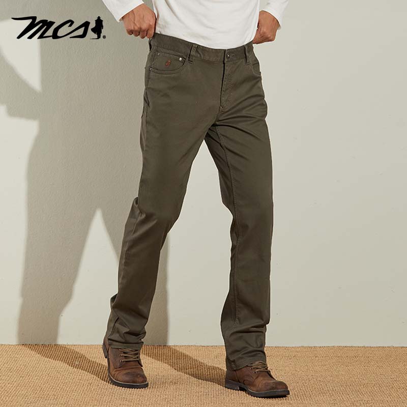 mcs秋冬合身商务直筒休闲长裤男