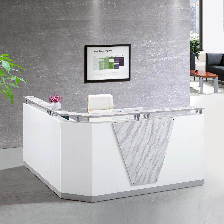 烤漆前台桌公白司办公接待台 色简约迎宾收台银台务咨询台9服34
