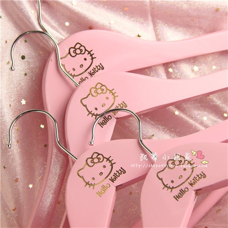 Kitty粉色实木衣架服装店衣架粉色女装衣架 防滑成人家用衣挂