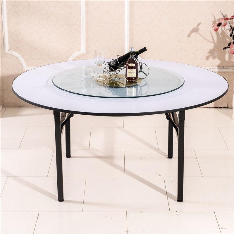 pvc圆台面酒店折叠大圆桌饭店10人12人20人商用桌多层板家用餐桌