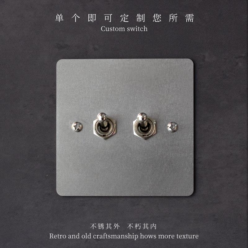 86型号可定制明装暗装单开设计师开关插座五孔不锈钢拨杆开关面板