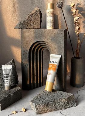 石灰石几何体拱门装饰摆件不规则石头摄影背景陈列静物产品拍照