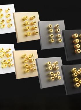 86型2头4头扬声器插座红色和黑色香蕉头连接柱5.1环绕8头音频面板