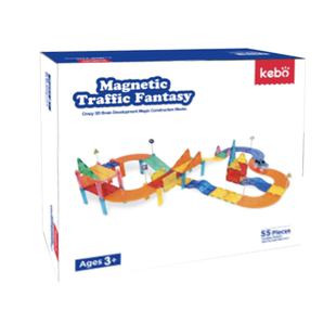 科博磁力轨道系列磁力片儿童益智拼搭积木玩具磁铁小车彩窗套装