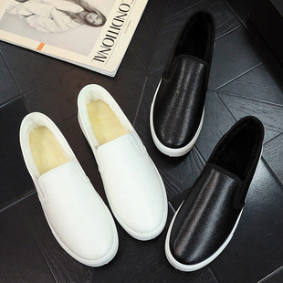 皮面小白棉鞋女冬季软底防滑奶奶鞋加绒加厚保暖中老年妈妈护士鞋