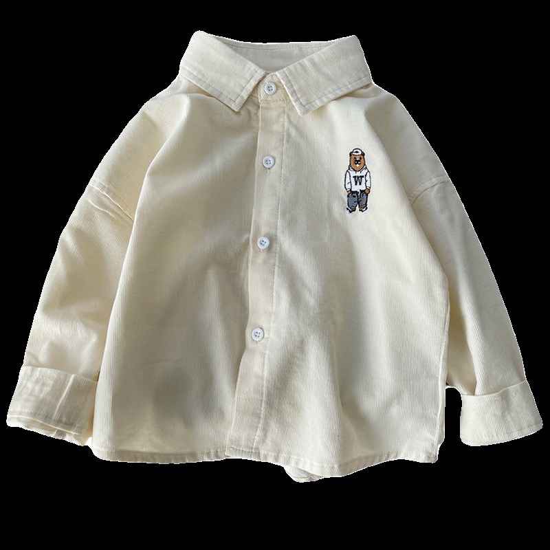男童灯芯绒衬衫春秋儿童长袖衬衣2024新款宝宝纯棉上衣春季薄外套