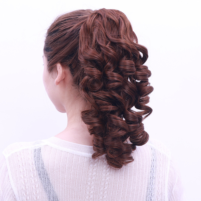 假发马尾网红女生抓夹卷发尾自然逼真蓬松接发片中长款假发尾辫子