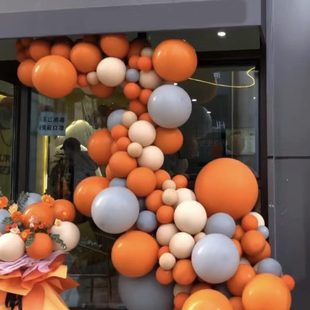 饰开业活动布置 复古桔色爱马橙秋色系气球链生日派对用品店庆装