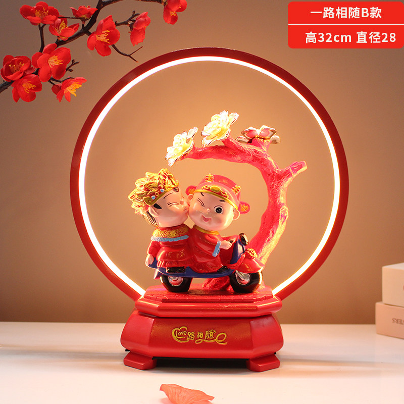 结婚台灯新娘陪嫁灯红色长明灯婚庆送礼卧室床头创意新人礼物红灯