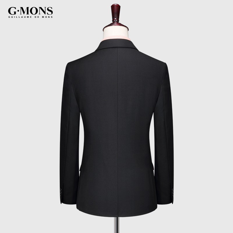 吉约蒙男士亮黑色西服外套新郎结婚礼服主持宴会西装戗驳领单西