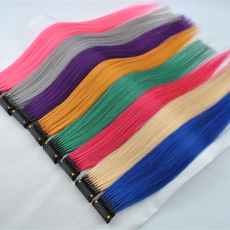 派点真发6D纳米无痕隐形彩色挑染接发可随意烫卷造型接发片50cm