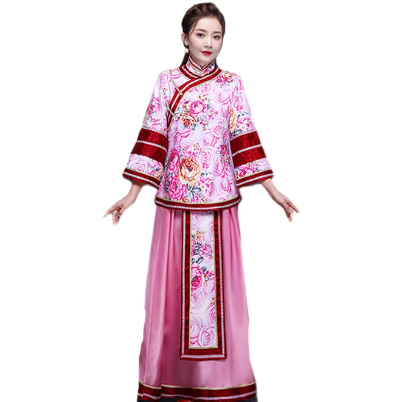 清朝古装女小姐百姓丫环民国风秀禾服少奶奶中式伴娘喜娘演出服装