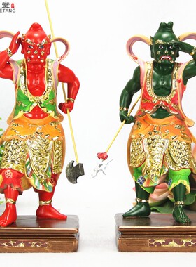 永泽堂千里眼顺风耳敦煌彩妈祖左右护法神像家居摆件