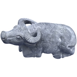 石牛摆件石雕水牛天然石头石材雕刻工艺品厂家嘉祥石雕青石卧牛