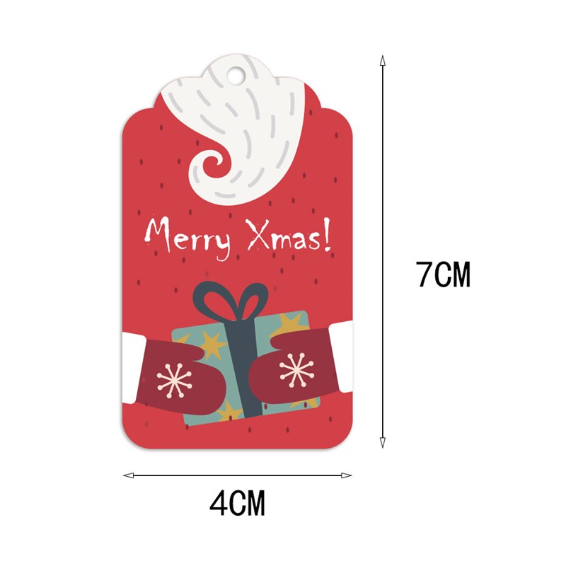 50个/包彩色圣诞节快乐吊牌礼物标签带10米麻绳圣诞礼品包装装饰