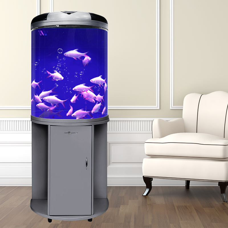 闽江鱼缸水族箱客厅家用小型半圆形圆柱玻璃金鱼缸桌面懒人免换水
