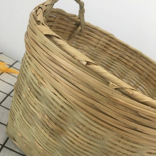 手工小簸箕编织有耳竹箩竹艺淘米粮食水果蔬菜竹编工艺精品小篮子