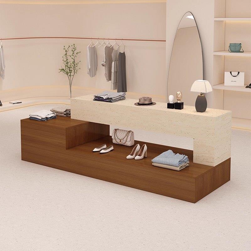 服装店中岛柜展示台实体店陈列摆放流水台装饰品摆件柜长条展示台