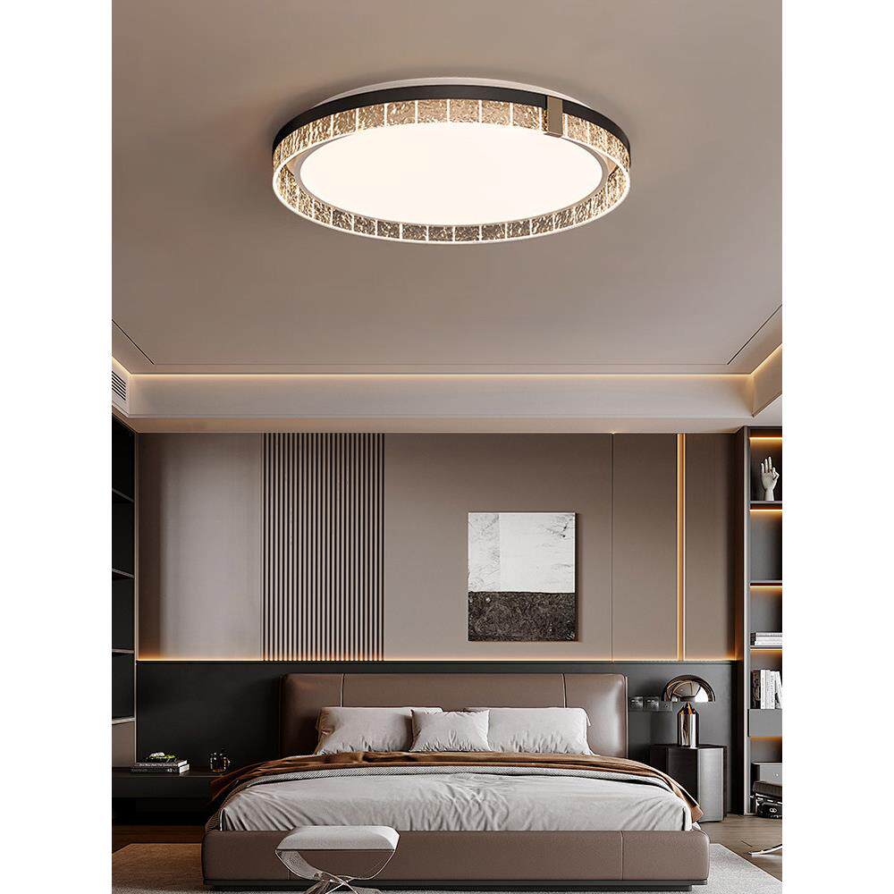 意大利极简圆形卧室吸顶灯，彷古风格，高端胡桃图案房间灯，主卧