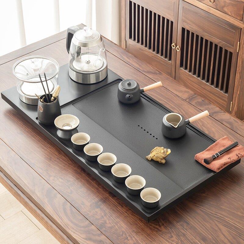 天然乌金石茶盘全自动一体式茶具套装简约办公家用现代功夫石茶台