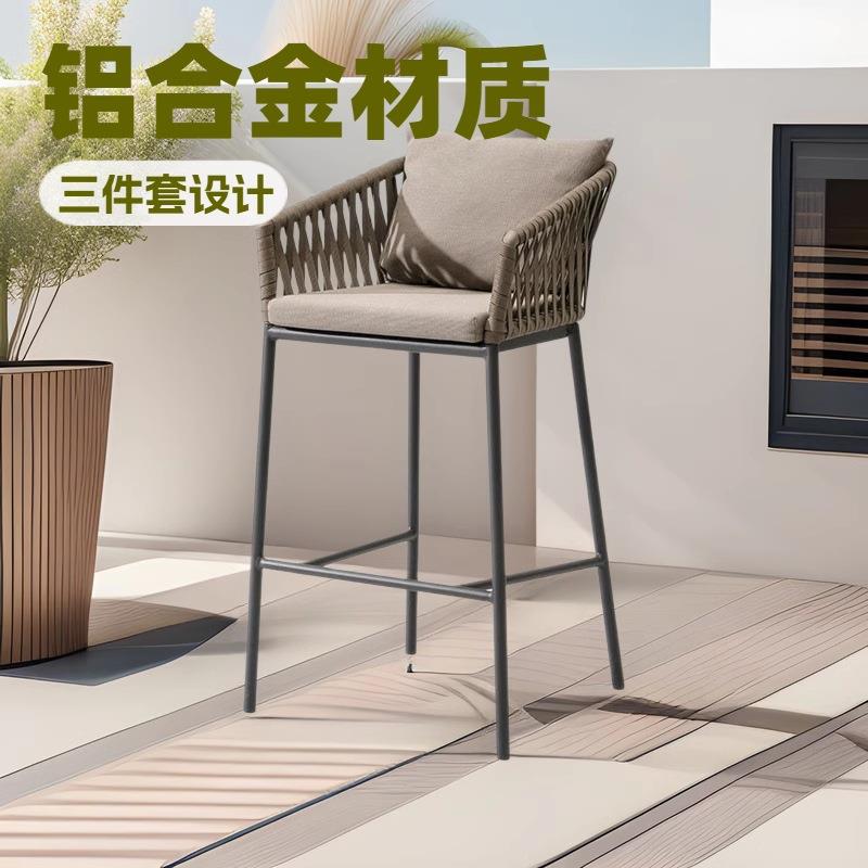 户外藤编吧椅简约高脚凳室外别墅商用藤编家具