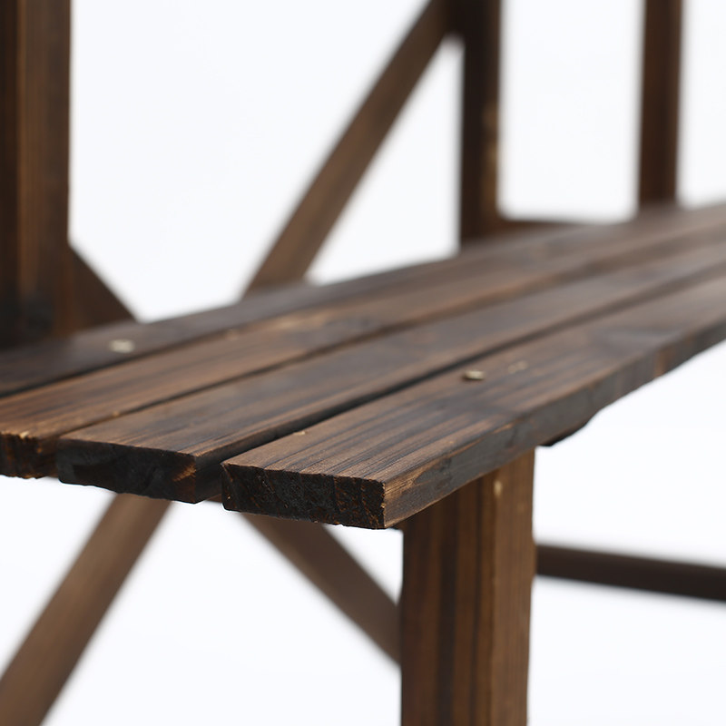 实木花架炭化防腐木展示架置物架三层加厚阶梯花架花木盆景架