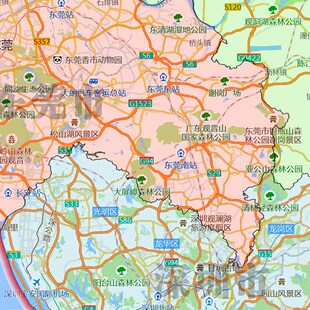 珠三角地图1.15m行政交通区域划分新款办公室折叠版高清装饰墙贴