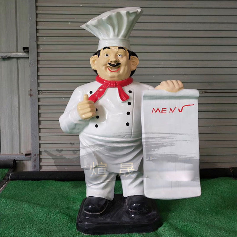 火锅小吃雕像门厅摆件定制麻辣烫涮锅烧烤串店口迎宾卡通厨师雕塑