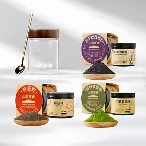 巴西莓粉羽衣甘蓝奇亚籽燕麦杯