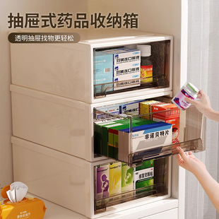家用医药箱大容量药品收纳柜多层 透明药箱药物收纳盒抽屉式