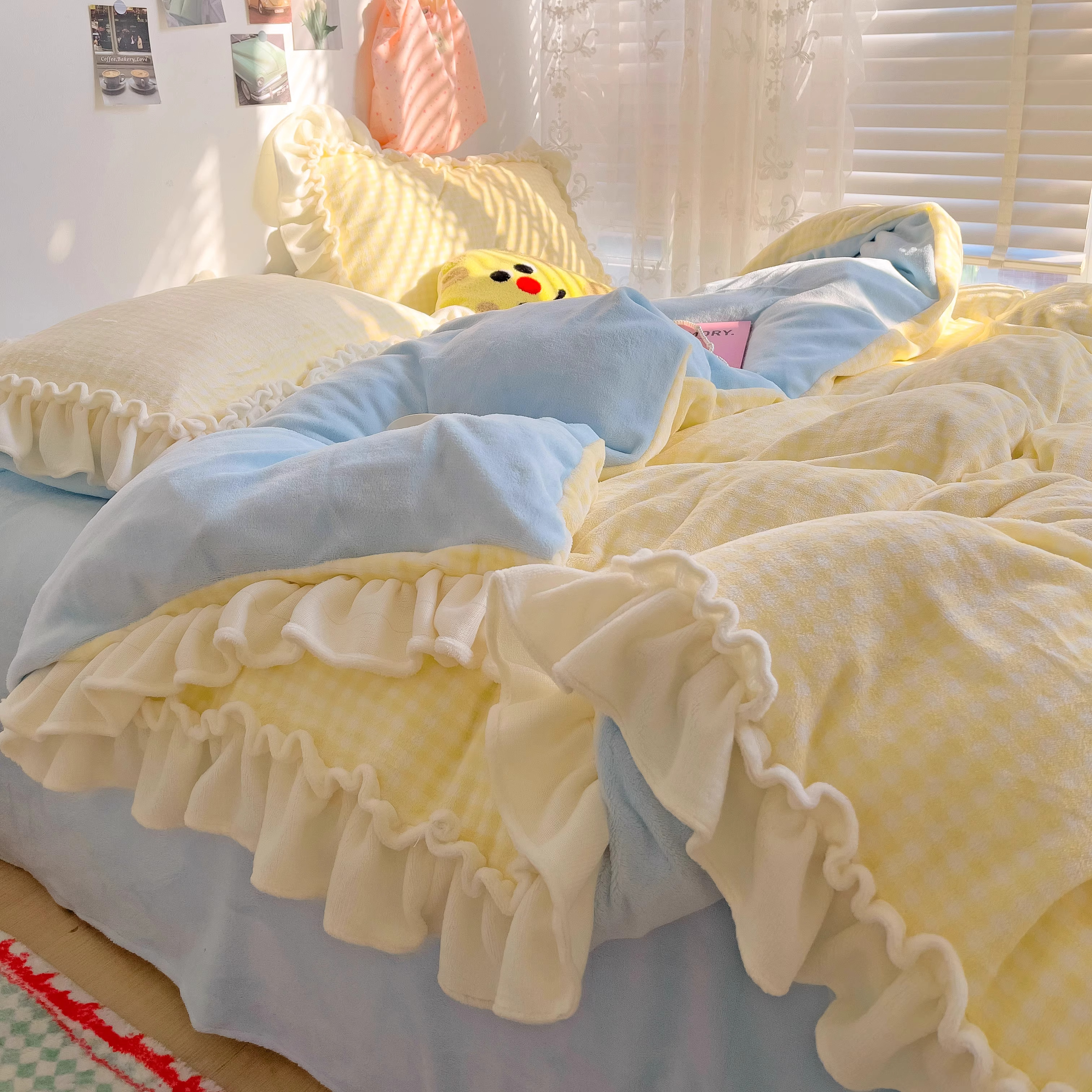 日式公主风牛奶绒床上四件套珊瑚双面绒冬季加厚保暖宿舍床单被套,床上用品,床品套件/四件套/多件套,淘宝优惠券,粉丝福利购,淘宝优惠卷