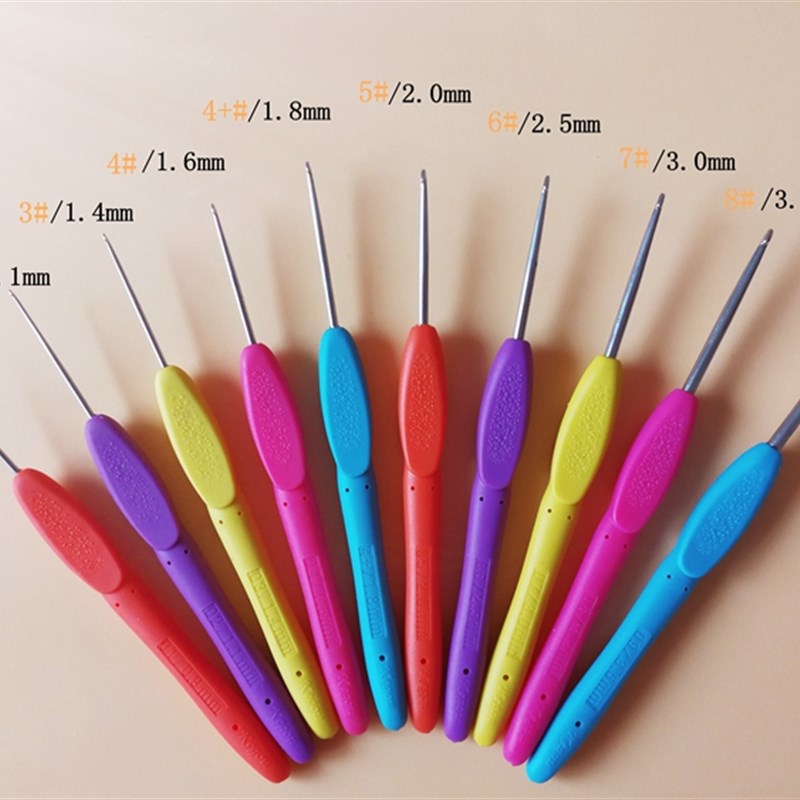 潮州前陇可钩牌钩针工具套装 彩色软柄手工打磨不锈钢防滑柄钩针