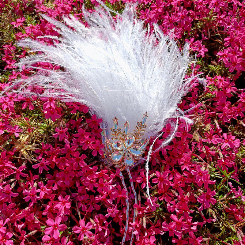 新中式结婚晨袍扇仙气古风羽毛扇汉服古装饰品团扇闺蜜拍照道具