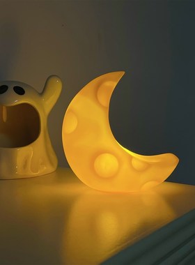 小老鼠的梦想 奶酪月亮创意月亮小夜灯摆件 桌面装饰生日礼物