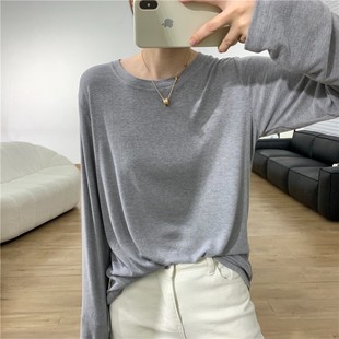 T恤女式 秋新品 长袖 重点推荐 上衣棉 磨毛自发热圆领纯色打底衫
