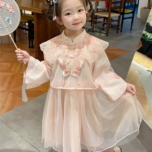 女童甜美公主风超仙汉服女小童长袖 薄款 生日礼服小女孩改良版 唐装