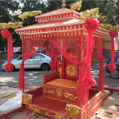 十六抬大花轿轿子步撵龙椅八抬中式婚礼婚庆道具木板双顶结婚迎亲