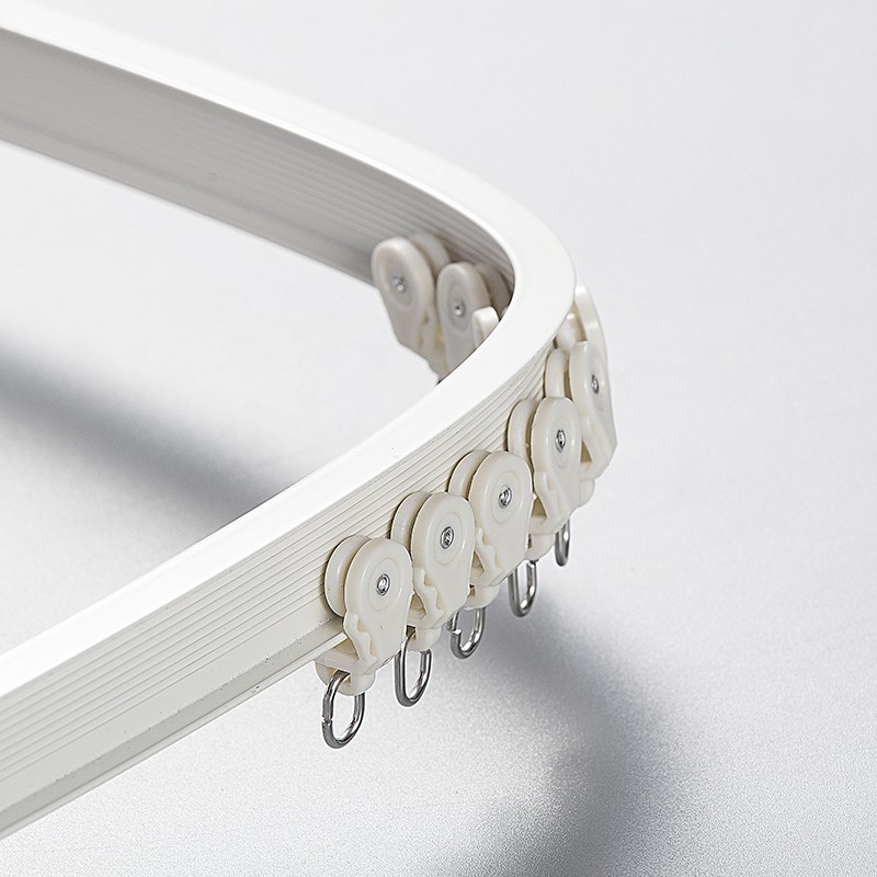 窗帘轨道滑轮可弯曲静音挂钩铝合金装家用双顶滑轨配件杆子窗帘杆