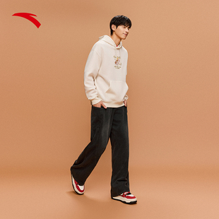 安踏好事发生卫衣男装连帽红色套头衫宽松新年运动上衣152618707S