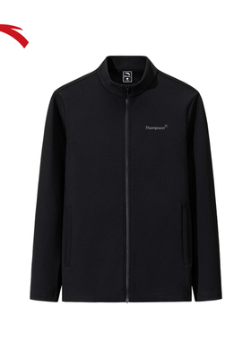 安踏针织立领运动外套男士2025冬季新款黑色运动服上衣152541733