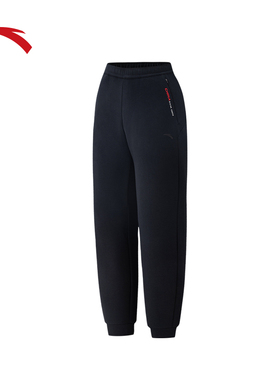 安踏CHN系列丨易打理运动卫裤女冬季跑步黑色束脚长裤子162617318