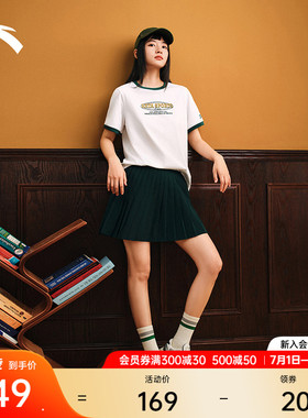 安踏凉感短袖t恤女夏季新款学院风撞色拼接圆领休闲上衣162538118