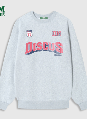 DISCUS 2025冬季情侣款圆领卫衣美式学院风字母印花宽松百搭上衣