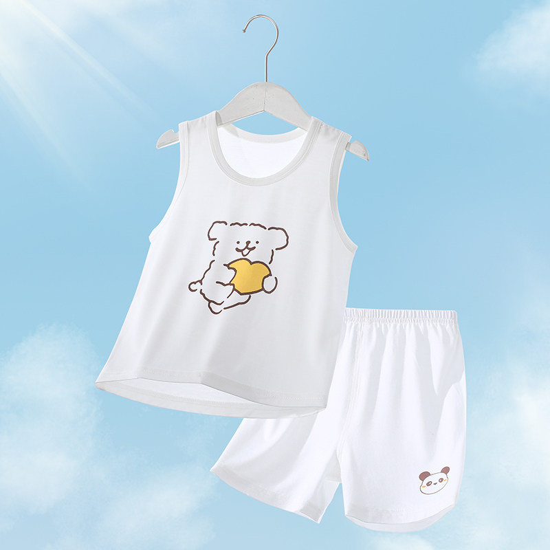 宝宝背心套装夏季薄款婴儿分体两件套无袖儿童外出短裤男幼童衣服
