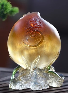 琉璃寿桃寿星公寿中寿摆件居家客厅装饰酒柜摆放长辈生日祝福送礼