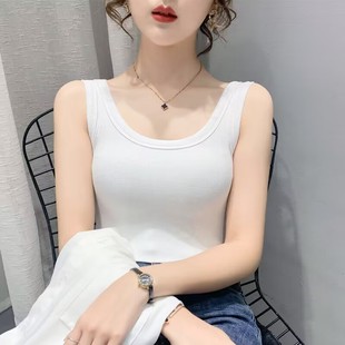 遮副乳吊帶內(nèi)搭無袖 螺紋棉背心女外穿春季 女士修身 打底衫 新款 上衣